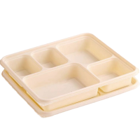 老房太太 可降解一次性餐盒 五格 1300ml(200套整箱)可冷藏加热密封防漏打包盒 L265/箱