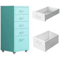 锦北钢制文件柜带轮多抽档案柜资料柜铁皮办公柜家用储物柜蓝色五抽