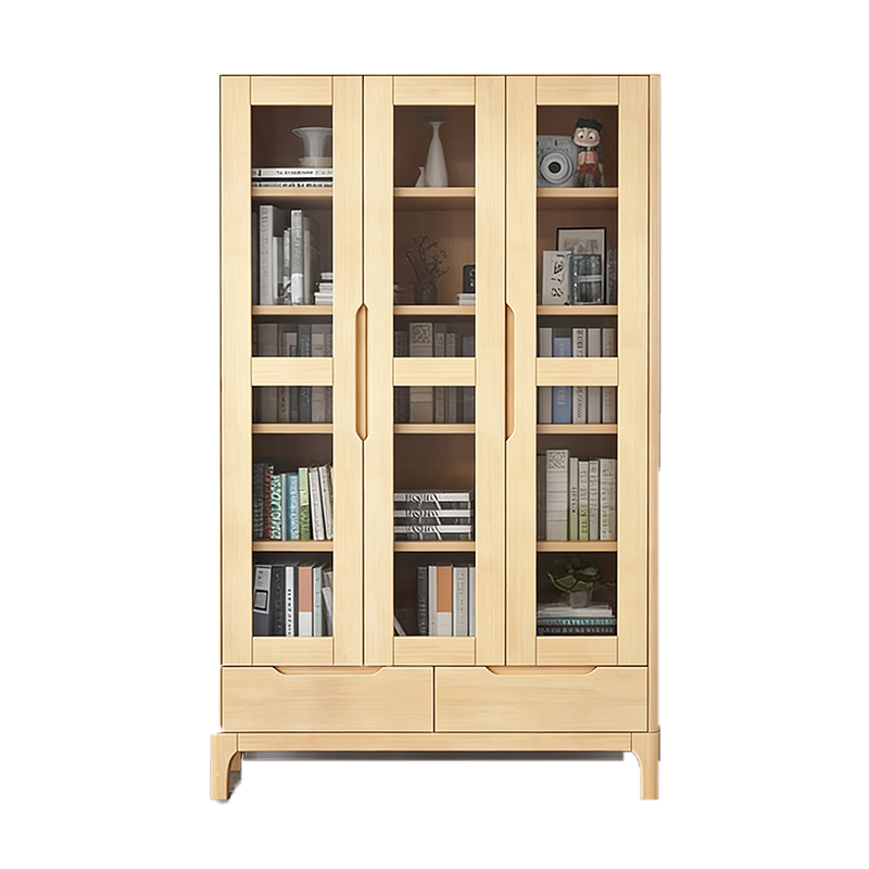 帝德龙 三门书柜带玻璃门落地家用客厅组合文件展示柜