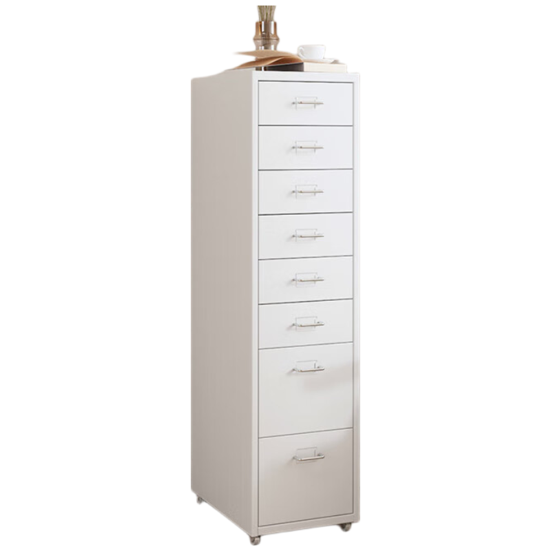 晋舰钢制文件柜带轮多抽档案柜资料柜铁皮办公柜家用储物柜白色八抽