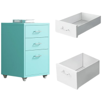 晋舰钢制文件柜带轮多抽档案柜资料柜铁皮办公柜家用储物柜蓝色三抽