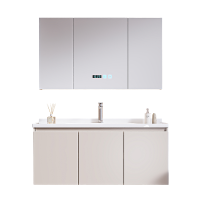 惠达(HUIDA) - J55-Pro 奶油风浴室柜组合子母双盆洗手洗漱台