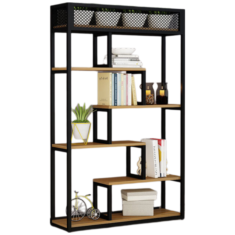 锦北铁艺置物架绿植花架隔断收纳架书架办公室餐厅装饰架 五层长120cm