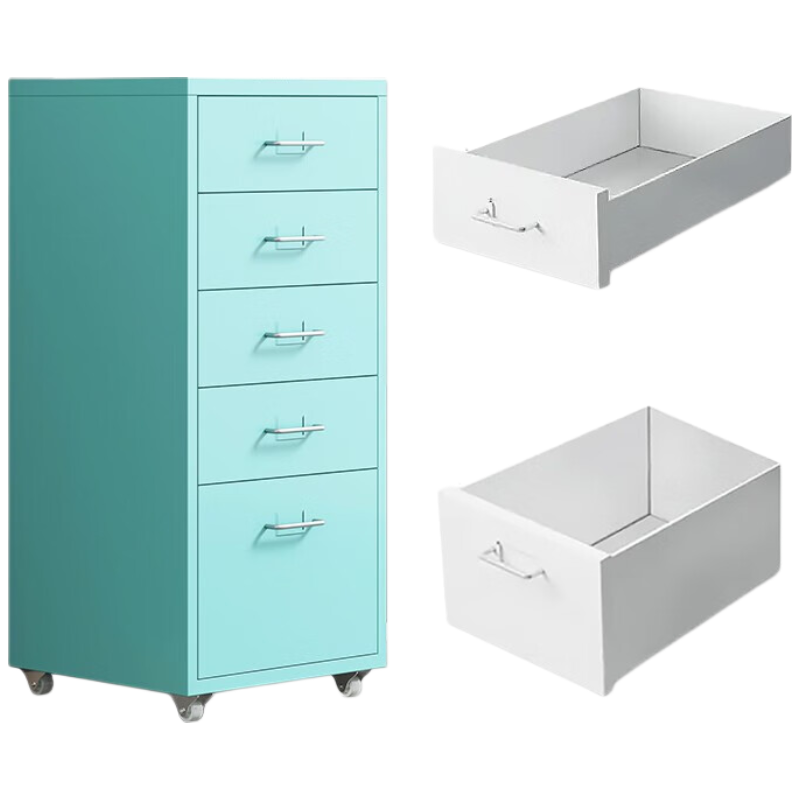晋舰钢制文件柜带轮多抽档案柜资料柜铁皮办公柜家用储物柜蓝色五抽