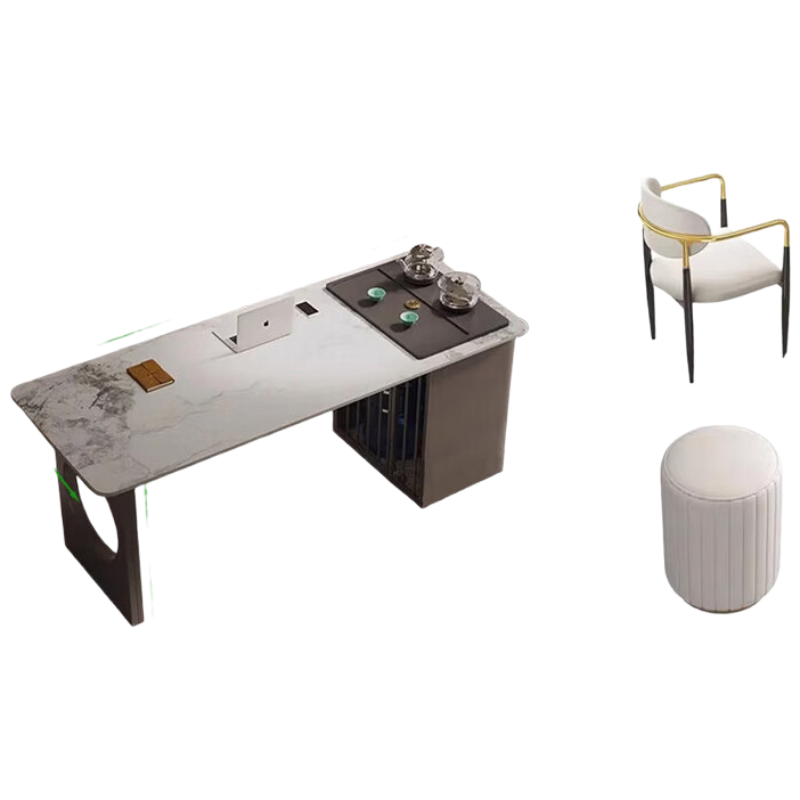 戴劲岩板茶桌椅组合办公室茶台家用阳台泡茶桌1.2米+3轻奢椅2圆凳