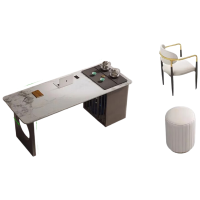 戴劲岩板茶桌椅组合办公室茶台家用阳台泡茶桌1.2米+3轻奢椅2圆凳