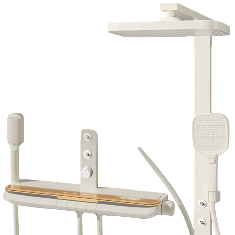 送安装汉德斯科淋浴花洒套装恒温沐浴器贴墙安装带腰喷圆形高端全铜瀑布空气增压钢琴按键家用浴室淋雨喷头调温大置物WBS9