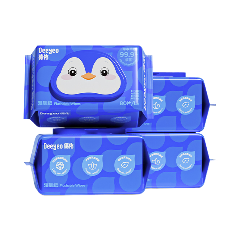德佑湿厕纸80片*4包古戈版企鹅加大加厚2007DYWP121