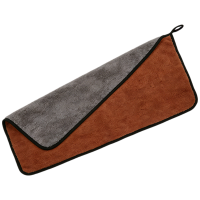 千苏 RZ3060 家政保洁抹布双面珊瑚绒带挂绳擦车巾 棕色30*60cm 5条装 500g/㎡