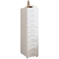 晋舰钢制文件柜带轮多抽档案柜资料柜铁皮办公柜家用储物柜白色十抽