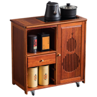 戴劲实木移动茶水柜茶桌边柜泡茶台烧水壶一体边柜单门单抽防烫电器