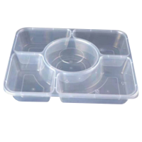 炯毅 塑料快餐盒 加厚带盖打包盒 一次性餐盒 五格 件