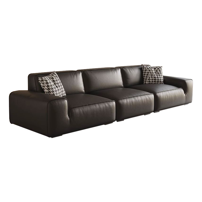 虔度现代简约布艺三人沙发大户型客厅组合装头层牛皮高弹座垫耐用舒适