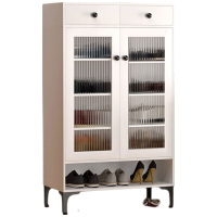 晋舰家用钢制鞋柜带抽屉入户门储物柜大容量收纳柜-两门两斗长虹玻璃