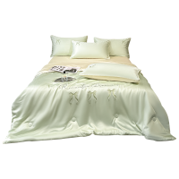 伊伊爱 水洗冰丝刺绣初夏夏被四件套
