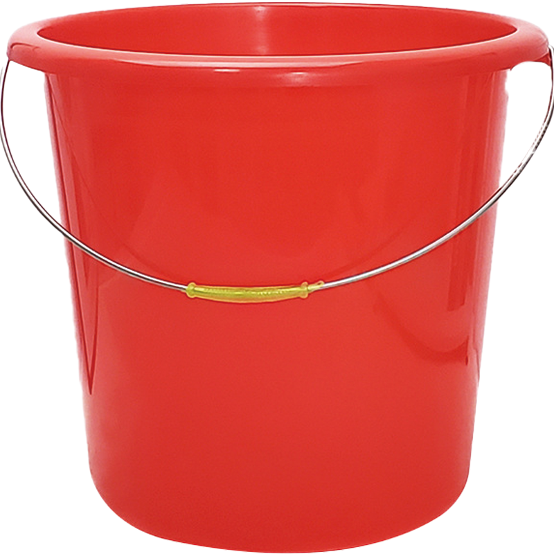 老房太太 水桶 10L 29*25cm 塑料桶 金属提手水桶 圆形手提储水桶 红色 L317/个