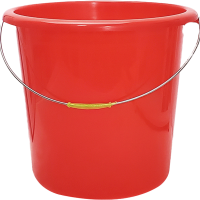 老房太太 水桶 10L 29*25cm 塑料桶 金属提手水桶 圆形手提储水桶 红色 L317/个