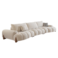 虔度极简北欧三人位转角沙发大户型客厅懒人多功能家用布艺沙发带脚踏设计