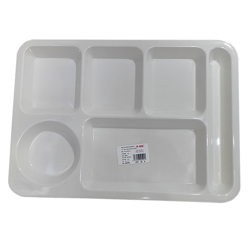 炯毅 快餐盘密胺瓷学生食堂分格餐盘商用密胺餐具自助学校 密胺瓷餐盘 白14寸 个