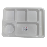 炯毅 快餐盘密胺瓷学生食堂分格餐盘商用密胺餐具自助学校 密胺瓷餐盘 白14寸 个