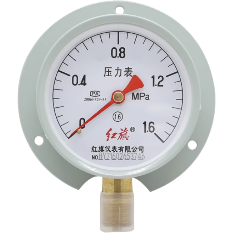 红旗 压力表径向带后边定制检测款 YT-100 1.6MPA 块