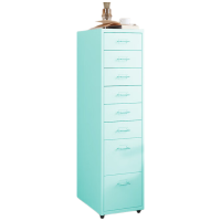 晋舰钢制文件柜带轮多抽档案柜资料柜铁皮办公柜家用储物柜蓝色八抽