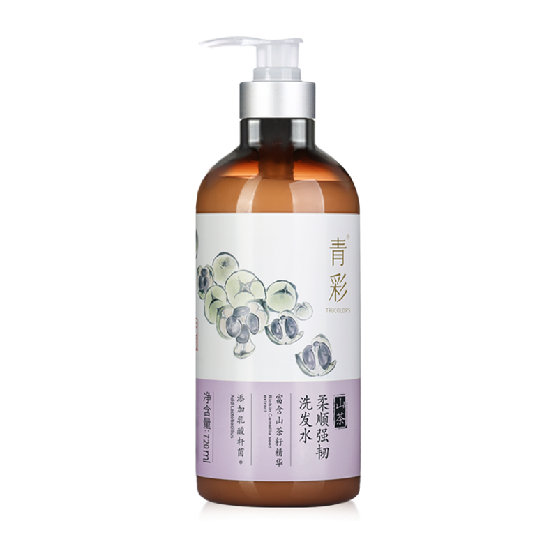 青彩山茶柔顺强韧720ml洗发水 顺滑光泽专为干枯易断发研制