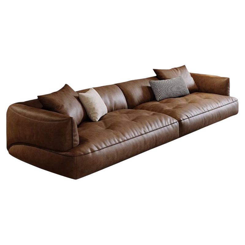 虔度简约现代皮艺沙发一字型皮质填充海绵乳胶承重力强舒适头枕设计透气稳固底座