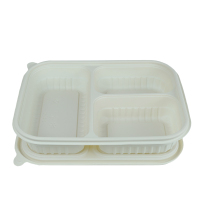 熊晟 一次性环保快餐打包盒 三格1200ml 200个/箱