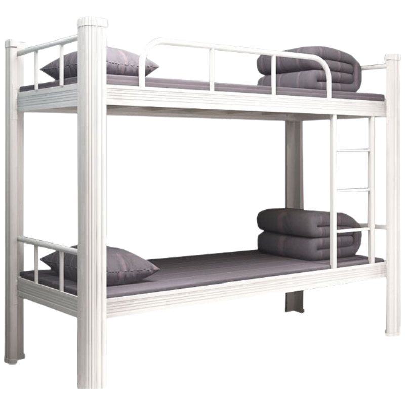 锦北钢制白色双层床铁艺床上下铺员工高低双人铁架床含床板 100宽