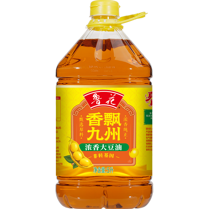 鲁花食用油非转基因香飘九州浓香大豆油 5L*1桶