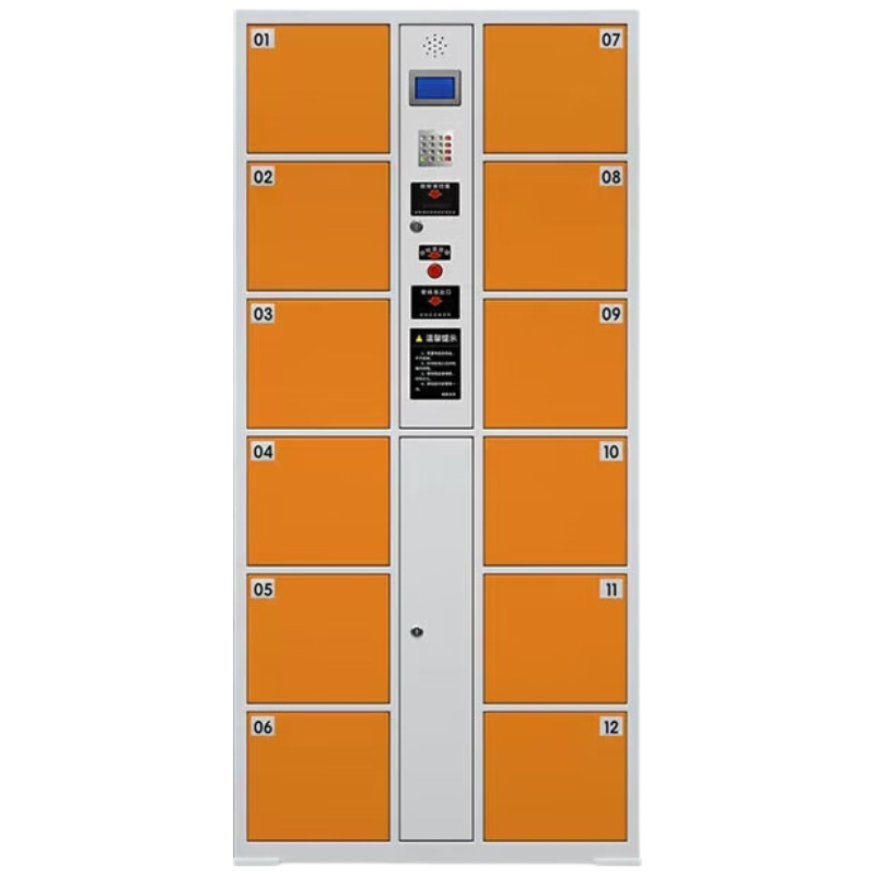锦北电子存包柜物品存取柜员工储物柜手机寄存柜铁皮柜 12门红外条码