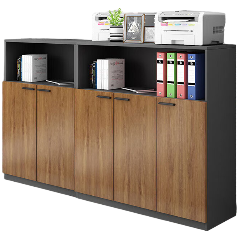 戴劲木质文件柜办公室矮柜茶水柜收纳柜[开放格款5门]200*40*120cm