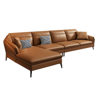 虔度现代简约三人位转角皮沙发头层牛皮大户型客厅组合家居设计感强易清洁