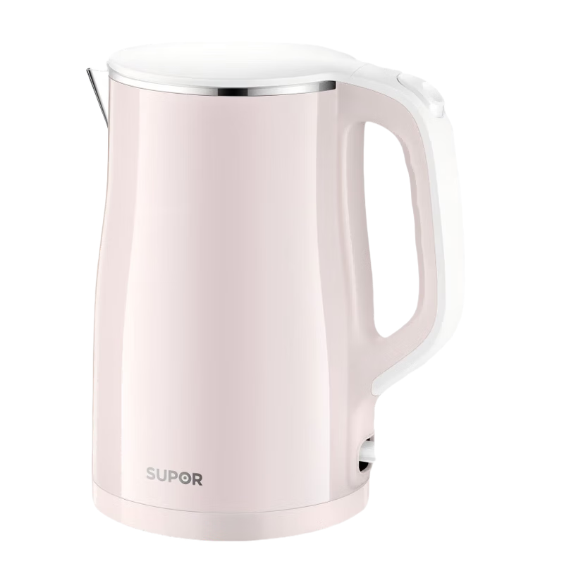 苏泊尔智能防干烧电水壶1.5L粉色底盘加热不锈钢SW-15S03A