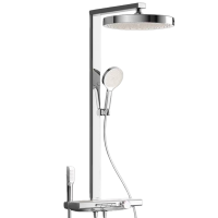 送安装汉德斯科淋浴花洒套装恒温沐浴器贴墙圆形高端全铜空气增压家用浴室淋雨喷头调温大置物WB-K1