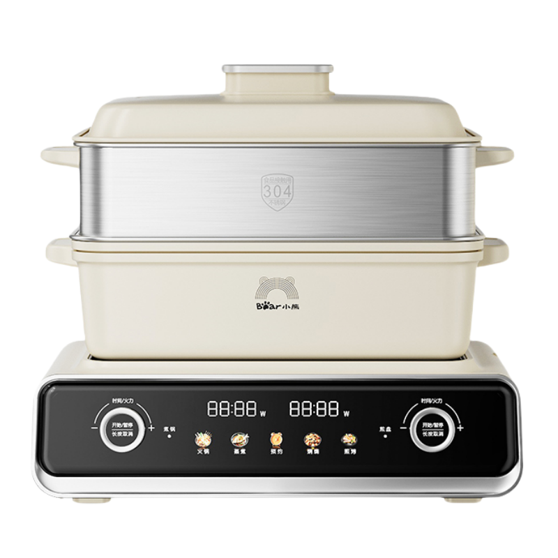 小熊(Bear)烤涮一体两用锅 烤肉锅电烤盘 家用电烧烤炉火锅烤肉一体多功能锅 鸳鸯锅分体可拆洗分区控温