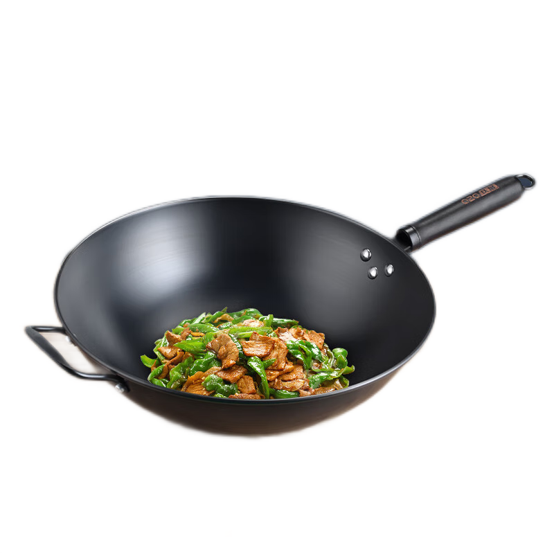 庆展(QZQ)PC36-22TY 口径36cm高纯精铸健康无涂层不易锈轻韧圆底锅身快速导热实木手柄防烫隔热厨房家用