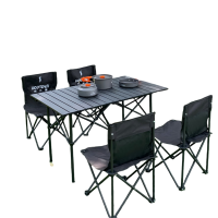 何大屋(Hodtown)户外折叠椅网纱透气月亮椅露营装备便捷轻量高端钓鱼椅沙滩桌椅 桌椅五件套-HDW1692 黑色