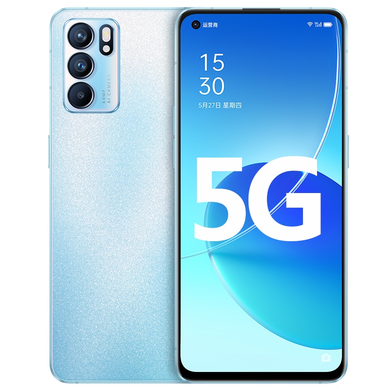 [二手8成新]OPPO Reno6 夏日晴海 8G+128G 全网通安卓手机6.43英寸屏天玑900双卡拍照备用5G手机
