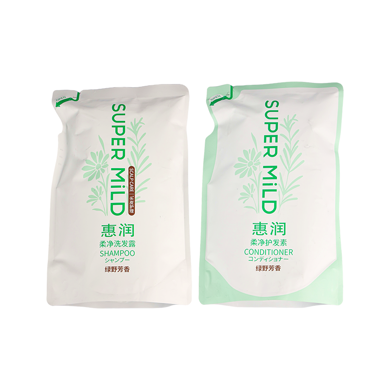 惠润洗护组合(绿野芳香)替换装400ml*2清爽控油蓬松无硅油保湿护发袋装洗护套装
