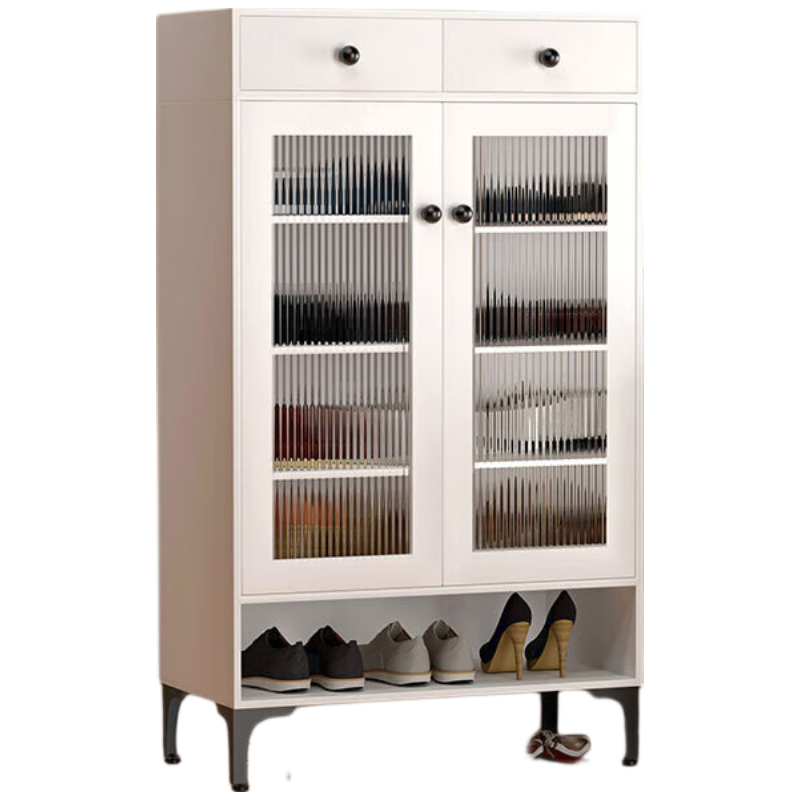 锦北家用钢制鞋柜带抽屉入户门储物柜大容量收纳柜-两门两斗长虹玻璃