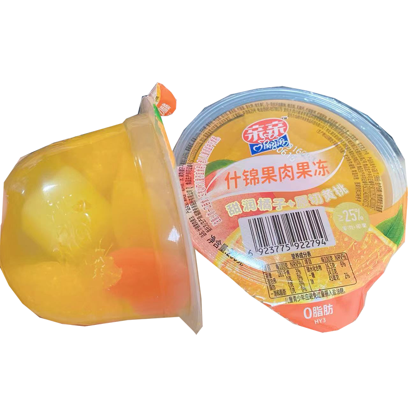 亲亲(Qinqin)大杯装怀旧休闲零食 蜜桃黄桃 什锦果肉200g大果肉果汁冻经典零食10杯混发