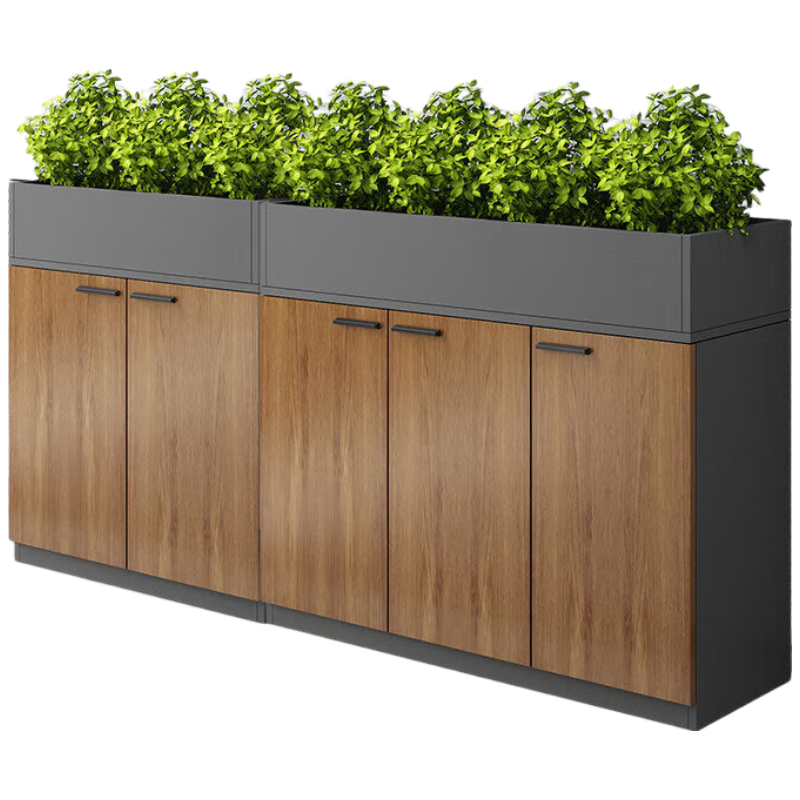 戴木质文件柜办公室矮柜茶水柜收纳柜[花槽款5门]200*40*100cm