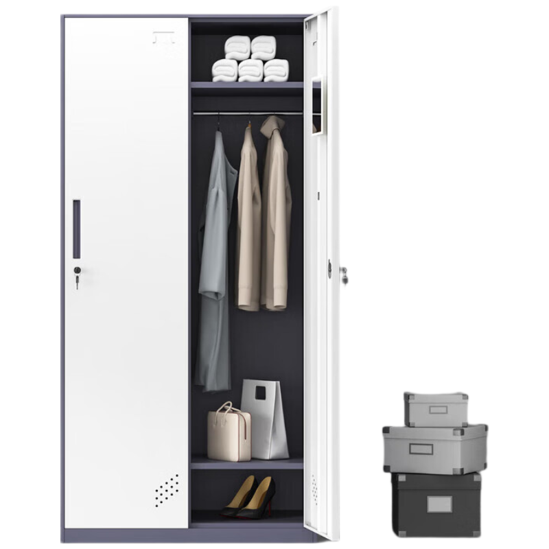 戴劲钢制拆装更衣柜铁皮衣柜宿舍车间多门衣柜办公室储物柜灰白二门