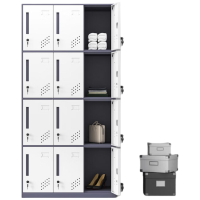 戴劲钢制拆装更衣柜铁皮衣柜宿舍车间多门衣柜办公室储物柜灰白十二门