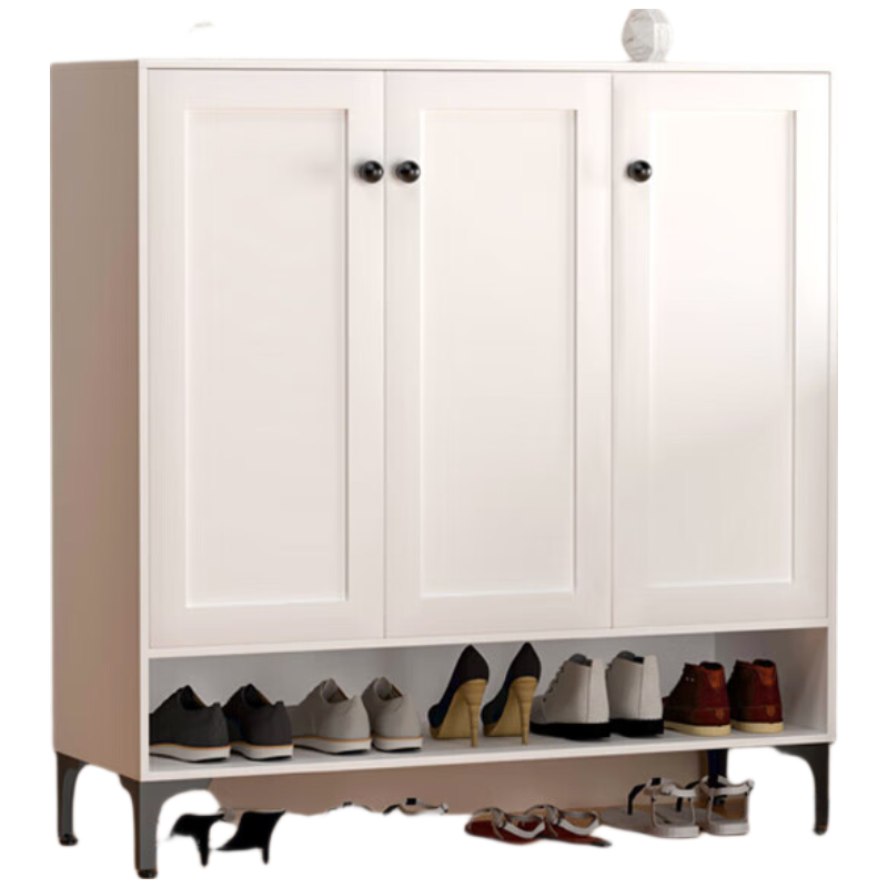 戴劲家用钢制鞋柜带抽屉入户门储物柜子大容量铁艺收纳柜-三门压型