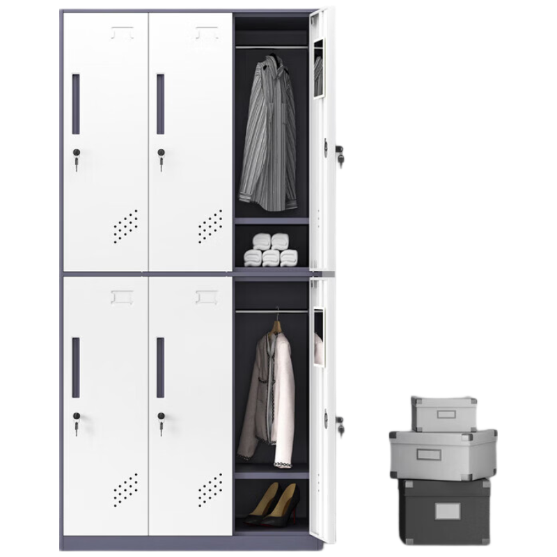 晋舰钢制拆装更衣柜铁皮衣柜宿舍车间多门衣柜办公室储物柜灰白六门