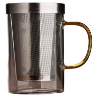 苏宁不锈钢玻璃杯家用耐高温过滤茶水分离杯办公室专用泡茶杯2112