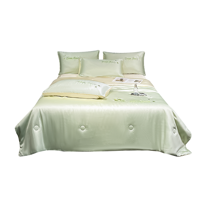 婵思 水洗冰丝刺绣好运四叶草夏被